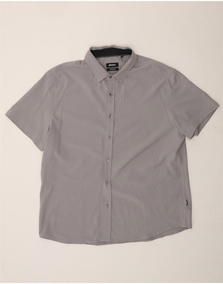 DKNY Mens Regular Fit Short Sleeve Shirt XL Grey Polyester Vintage Dkny and Second-Hand Dkny from Messina Hembry 