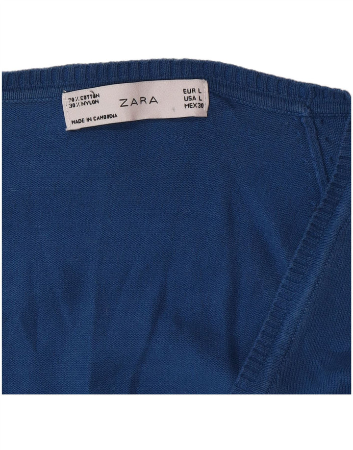 Zara Dame Cardigan Sweater UK 14 Large Blue