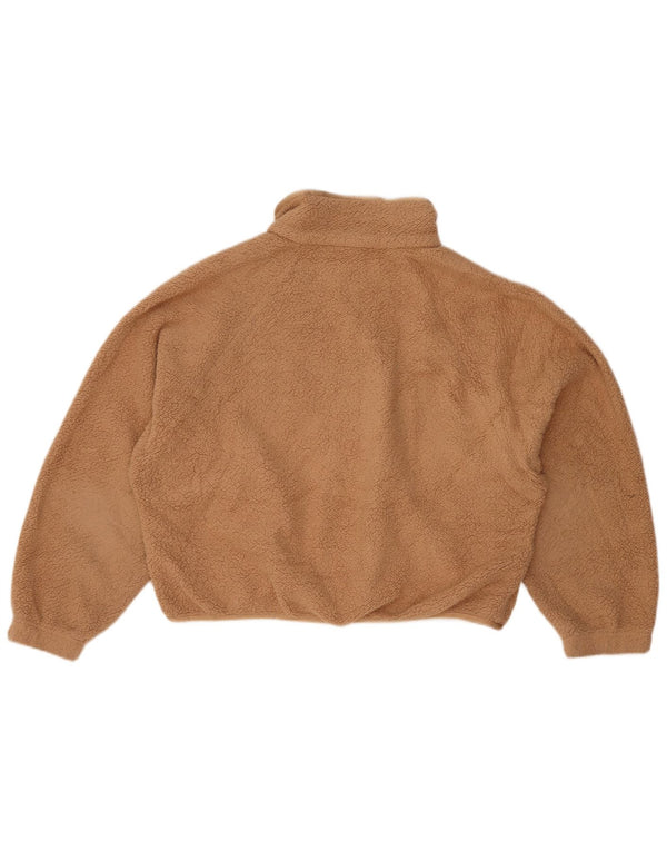 Nike Womens Crop Oversized Fleecejakke UK 10 Small Beige Polyester