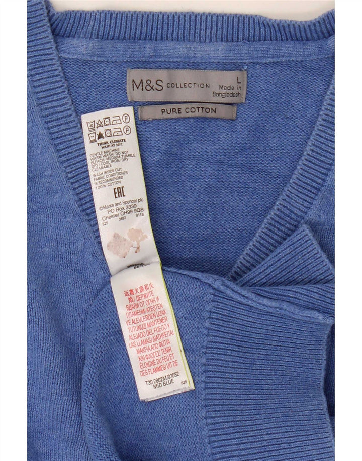 Marks & Spencer Herre V-hals sweater Stor blå bomuld
