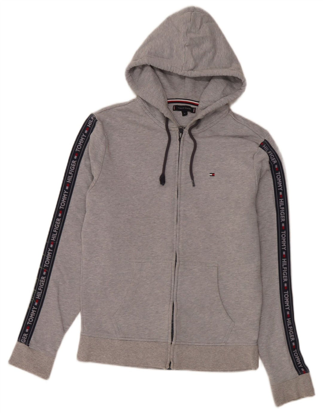 Tommy Hilfiger Herre grafisk hættetrøje med lynlås Medium Grå Colourblock