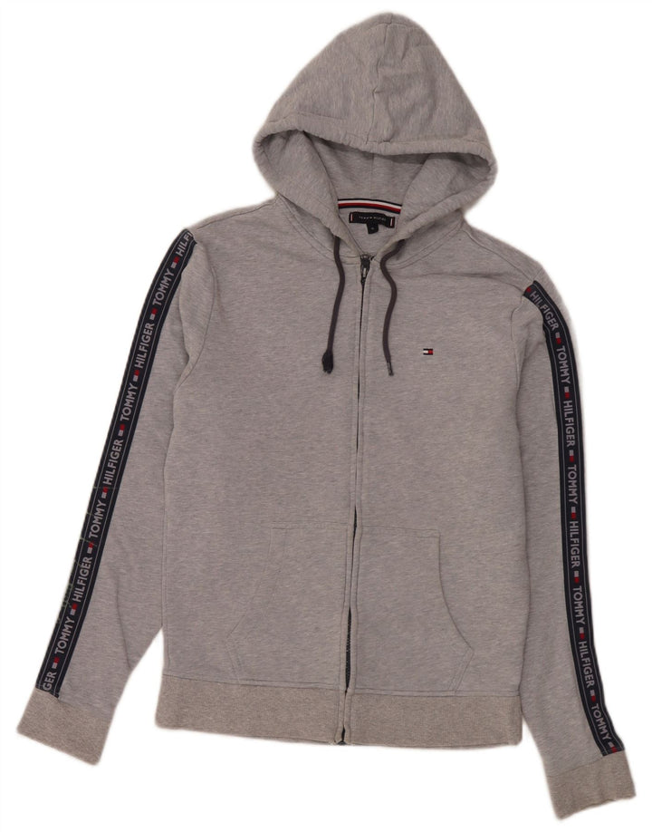 Tommy Hilfiger Herre grafisk hættetrøje med lynlås Medium Grå Colourblock