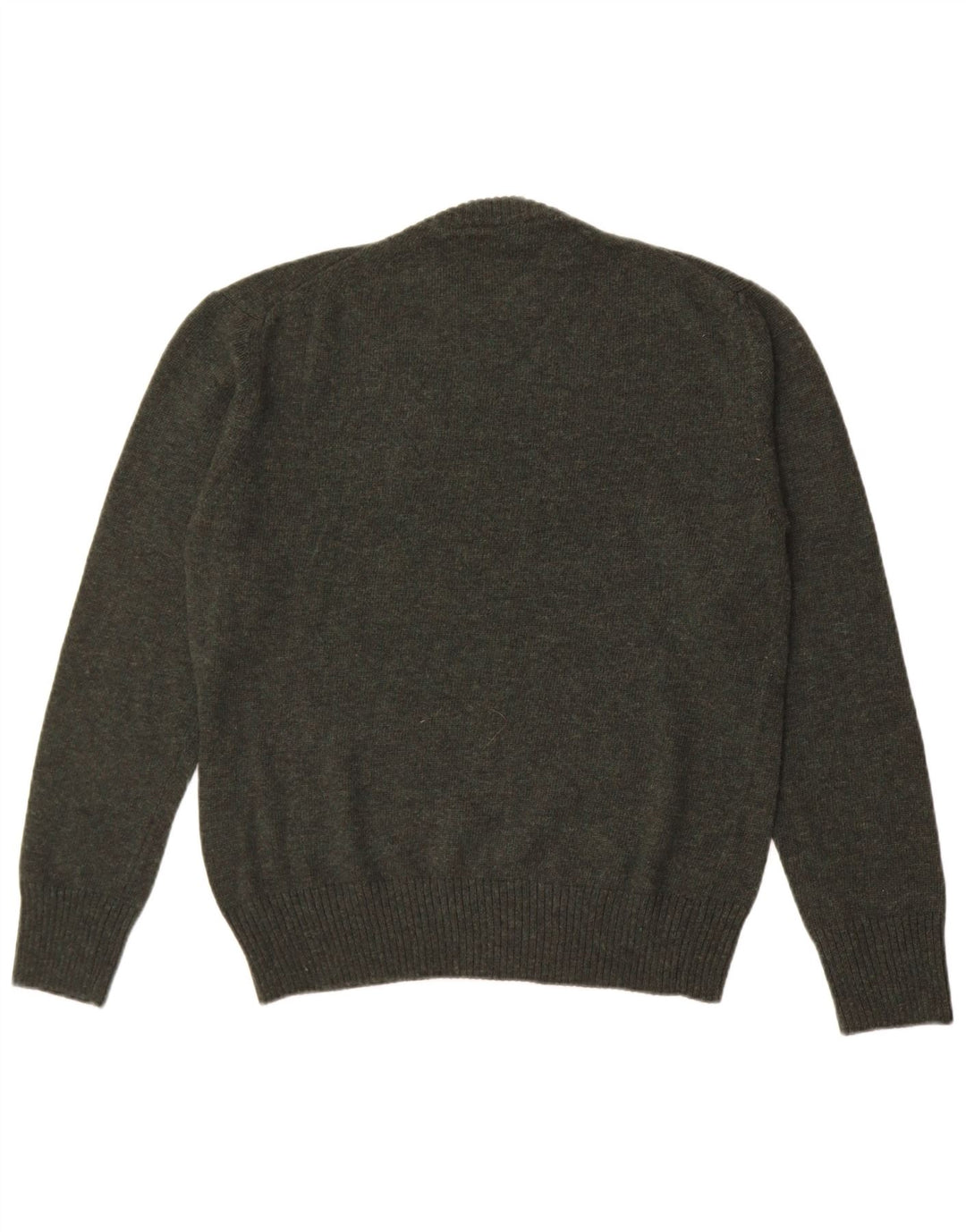 Vintage sweater med rund hals til mænd Medium Khaki Wool
