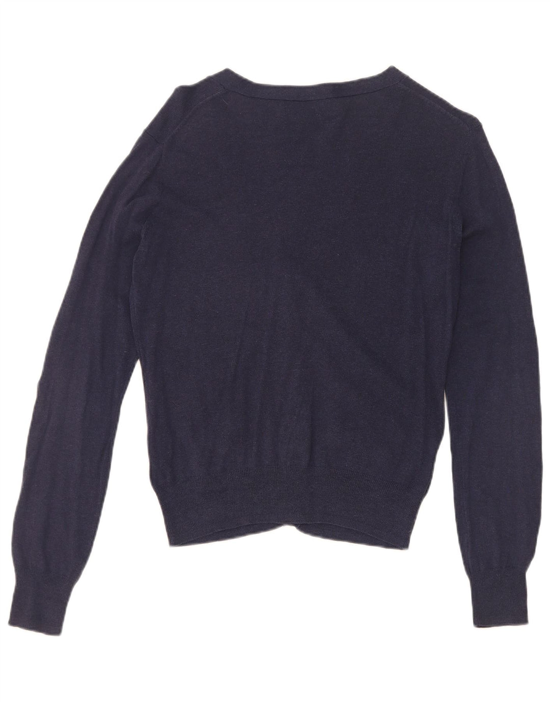 Zara Dame Cardigan Sweater UK 12 Medium Navyblå Bomuld