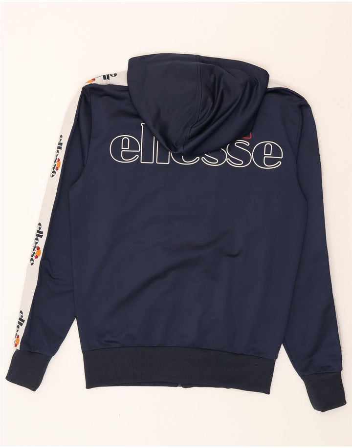 Ellesse Herre grafisk hættetrøje med lynlås Medium Navy Blue Colourblock