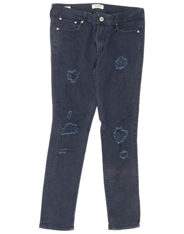 Jack & Jones Herre Liam Distressed Slim Jeans W34 L32 Marineblå Bomuld