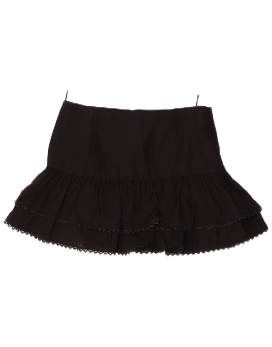 Zara Dame Lavtalje Mini Tiered Nederdel Medium W28 Sort Bomuld