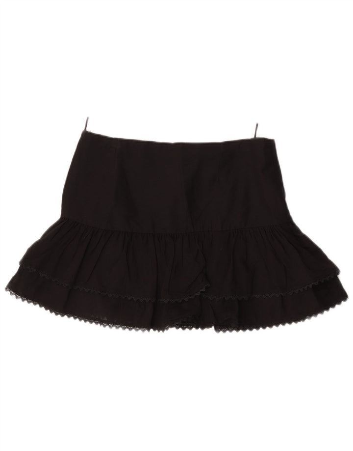 Zara Dame Lavtalje Mini Tiered Nederdel Medium W28 Sort Bomuld
