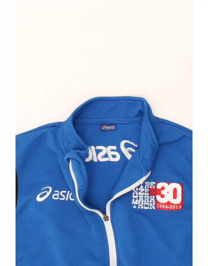 ASICS Womens Graphic Sleeveless Tracksuit Top Jacket UK 14 Medium Blue Vintage Asics and Second-Hand Asics from Messina Hembry 