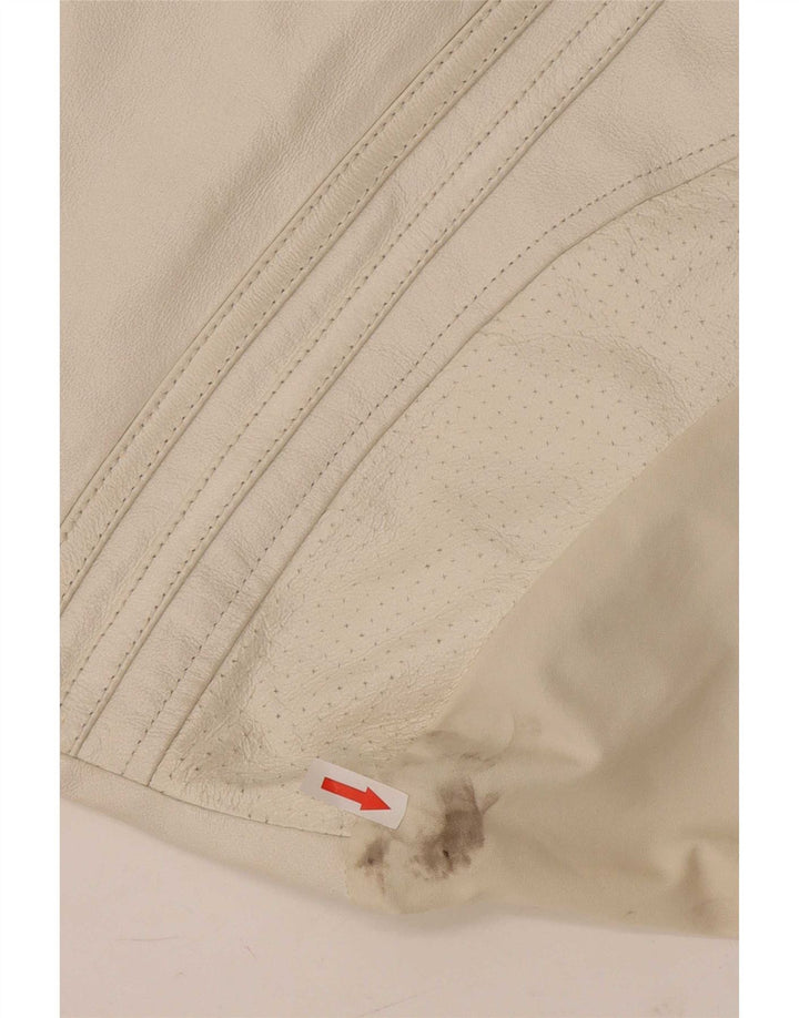 Vintage oversize læderjakke til kvinder IT 44 Medium hvidt læder