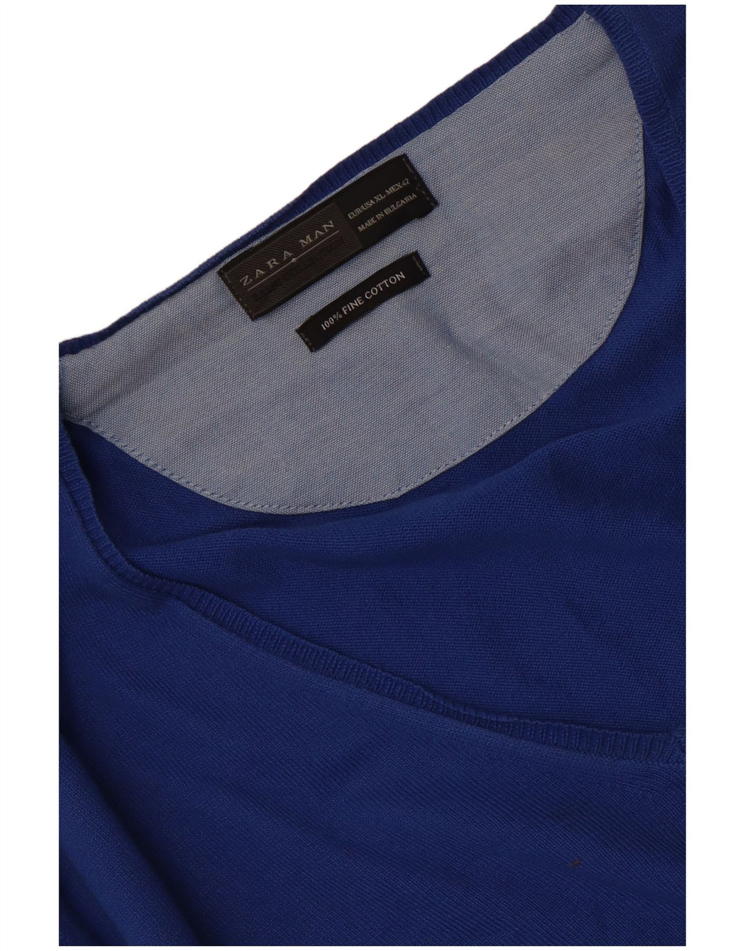 Zara Herre V-hals sweater XL Blå Bomuld