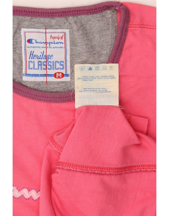 Champion Womens Heritage Classics Grafisk T-Shirt Top UK 12 Medium Pink