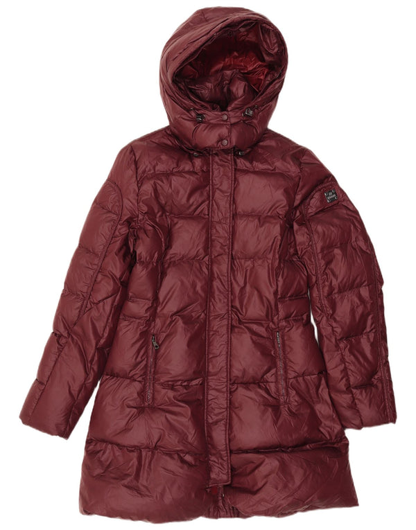 Hetrego Womens Hooded Padded Coat IT 46 Large Burgundy Polyester