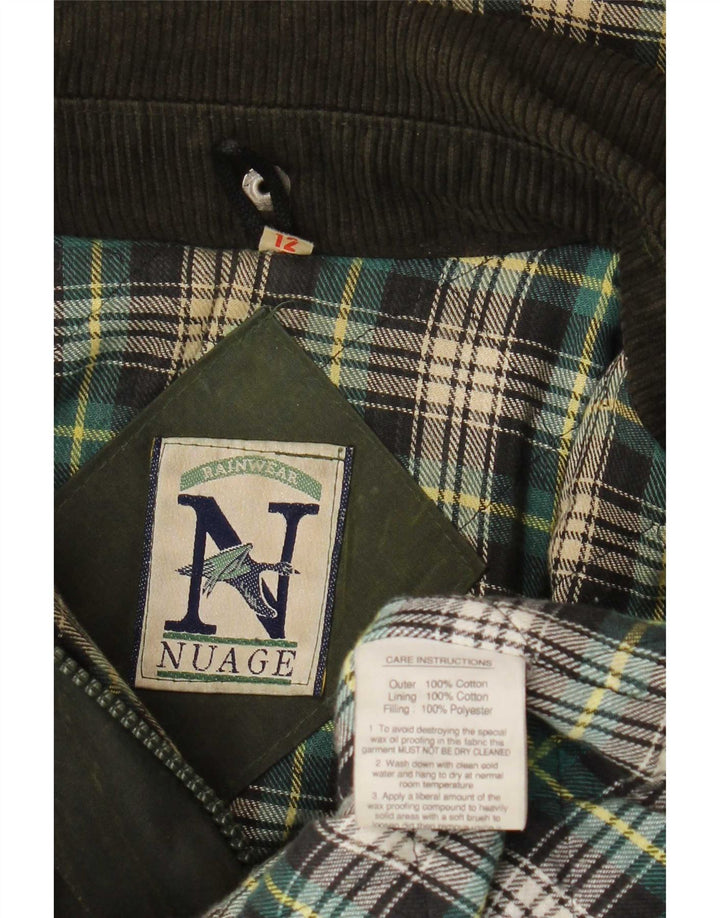 Nuage Dame Oversized Hætte Vokset Bomuld Regnfrakke UK 12 Medium Khaki