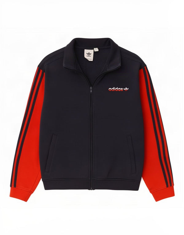 Adidas Herre Loose Fit træningsdragt Top jakke Small Navy Blue Colourblock