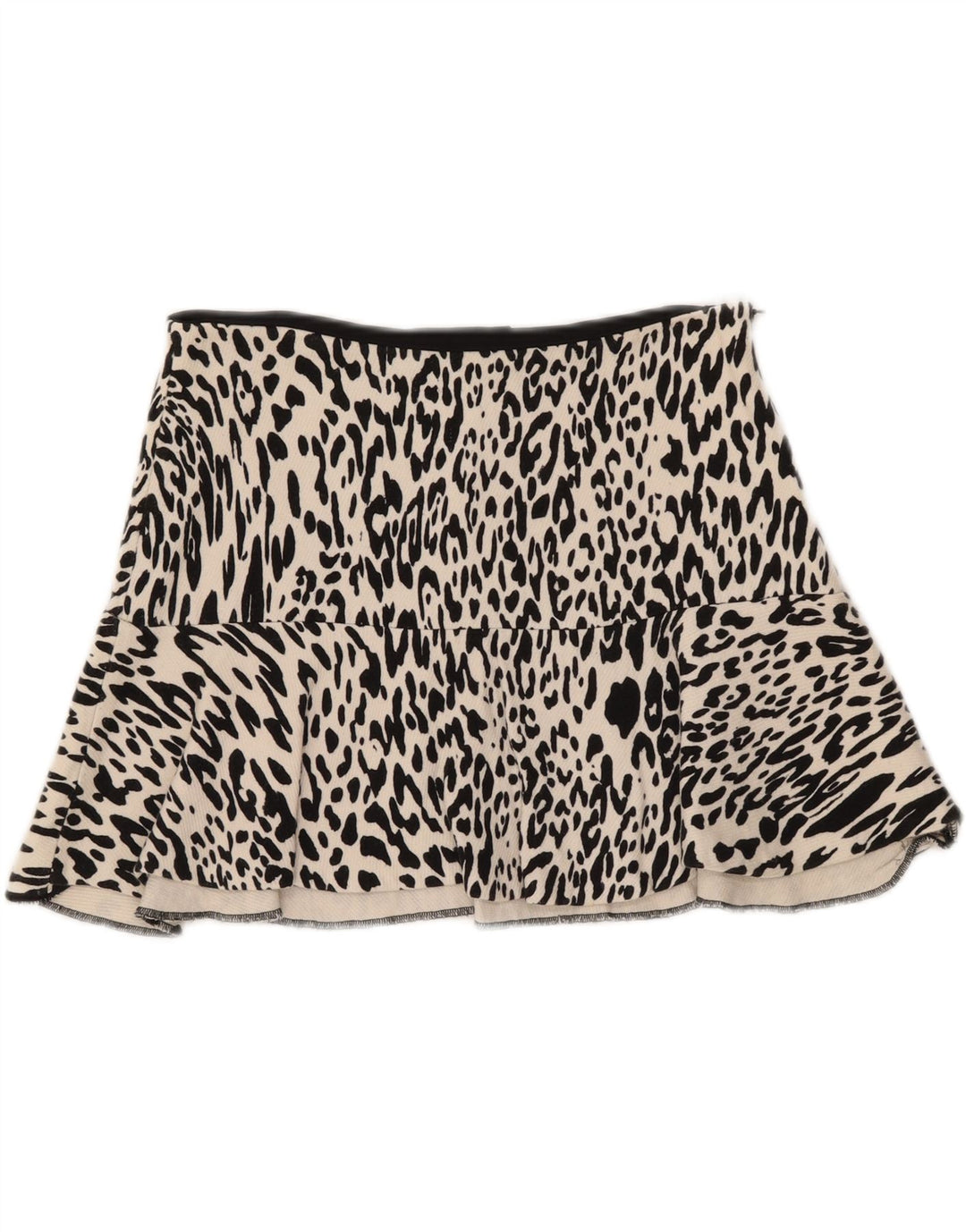 Zara Dame Mini Nederdel Medium W28 Off White Animal Print