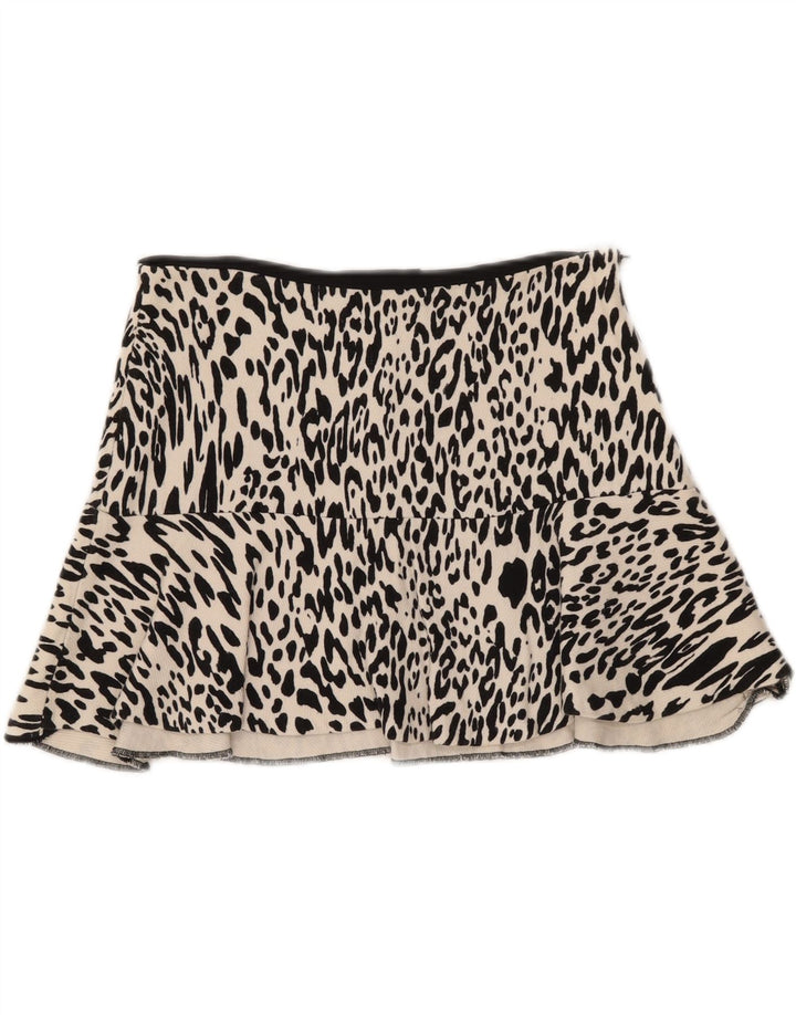 Zara Dame Mini Nederdel Medium W28 Off White Animal Print