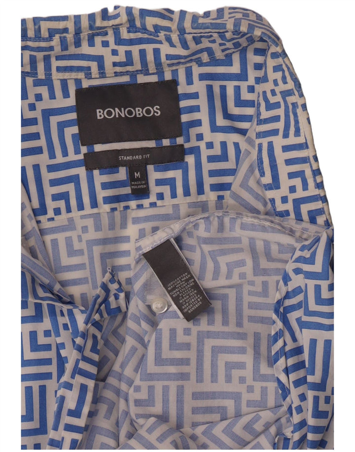BONOBOS Herre Kortærmet Standard Fit Skjorte Medium Blå Geometrisk Bomuld