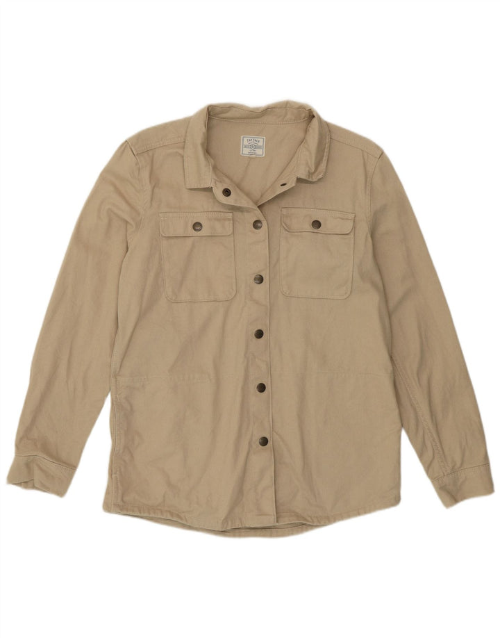 FAT FACE Oversized skjorte til kvinder UK 10 Small Beige Bomuld