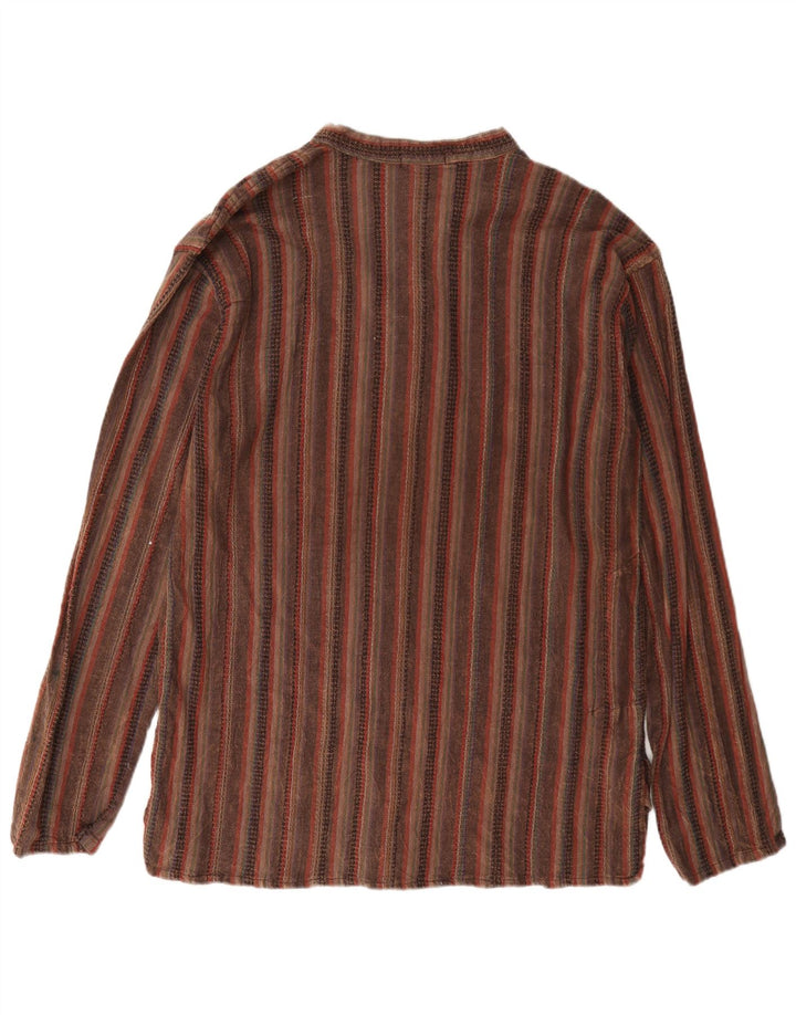 Kathmandu Herre Pullover Shirt Stor brun stribet bomuld