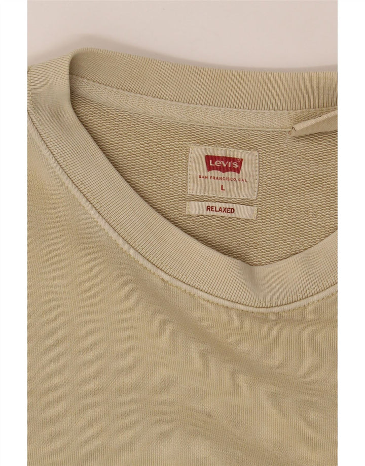 LEVI'S Mens Relaxed Fit Sweatshirt Jumper Large Beige Cotton Vintage Levi's and Second-Hand Levi's from Messina Hembry 