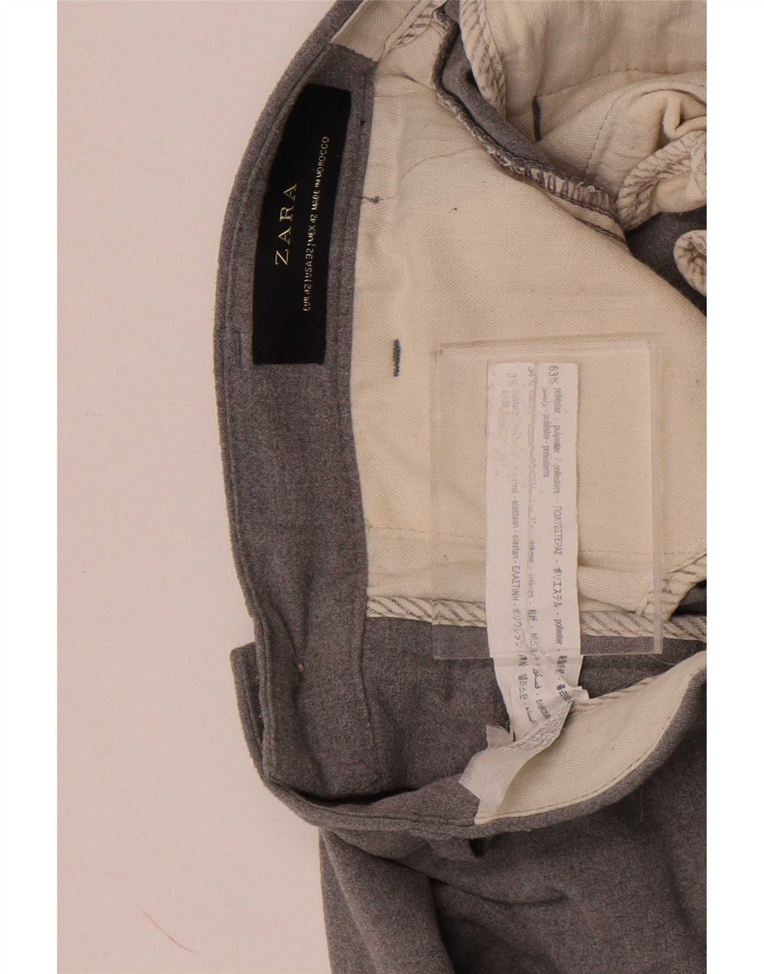 Zara Herre Slim Chino Bukser EU 42 Large W32 L28 Grå Polyester