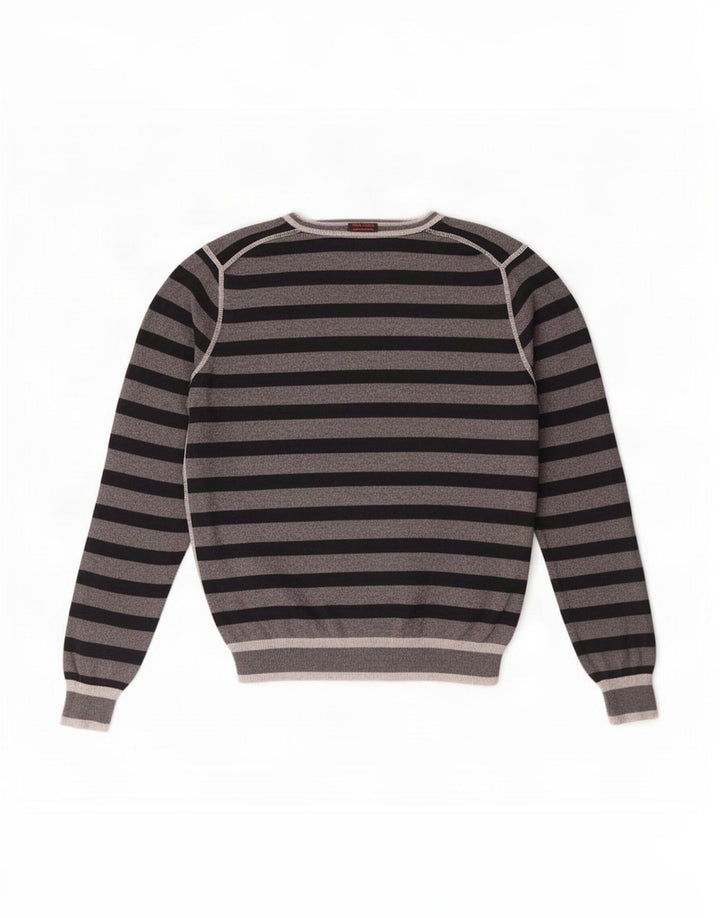 Sun68 Herre rund hals sweater lille grå stribet bomuld