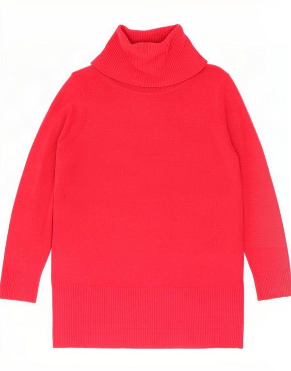 Marks & Spencer Womens Roll Neck Jumper Sweater UK 14 Large Pink Acrylic