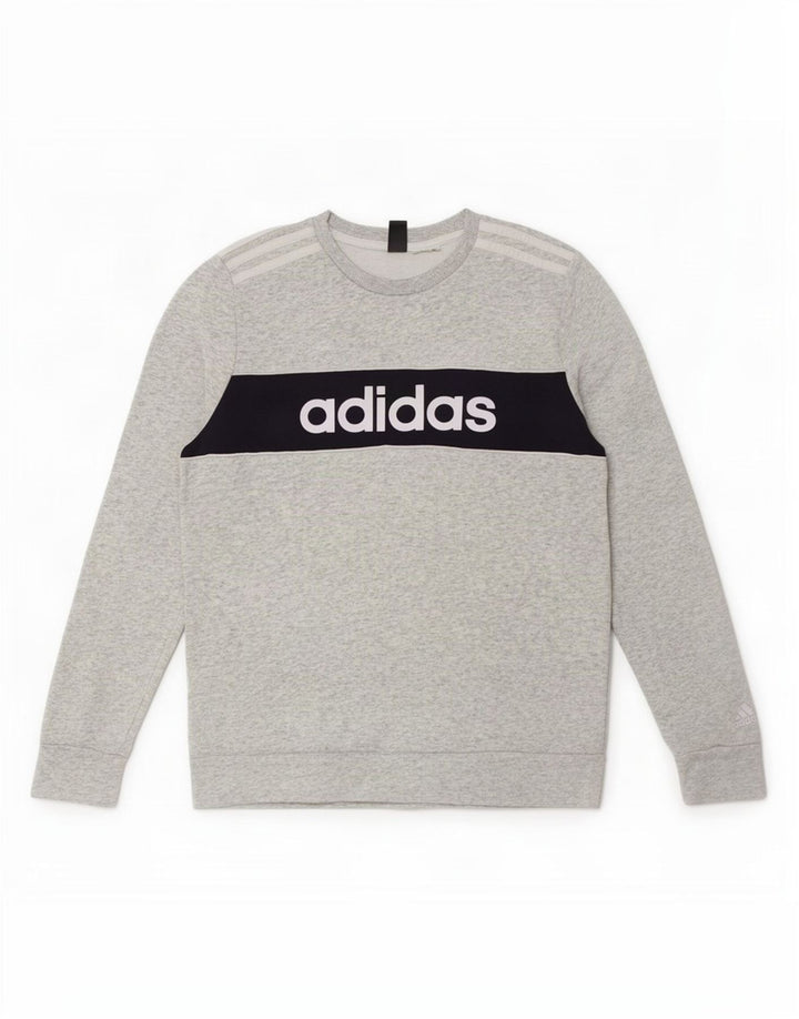 Adidas Graphic Sweatshirt Jumper UK 10 Small Grey Colourblock