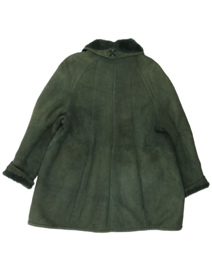 Shearling Dame Oversized Frakke IT 44 Medium Grøn