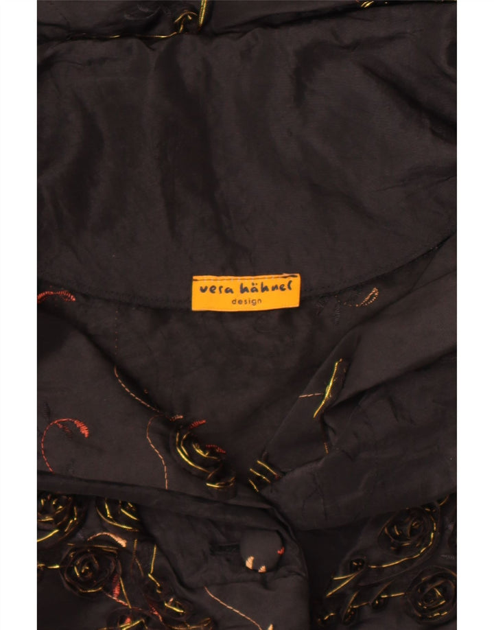 Vintage Bolero jakke til kvinder UK 14 Large Black Floral