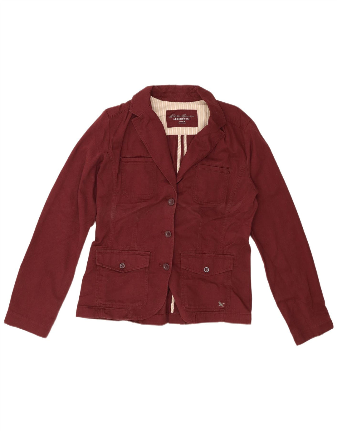 EDDIE BAUER Dame 3-knaps blazerjakke US 8 Medium rødbrun bomuld