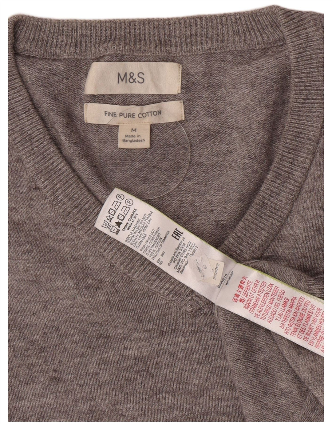 Marks & Spencer Herre V-hals sweater Medium Grey Flecked Bomuld