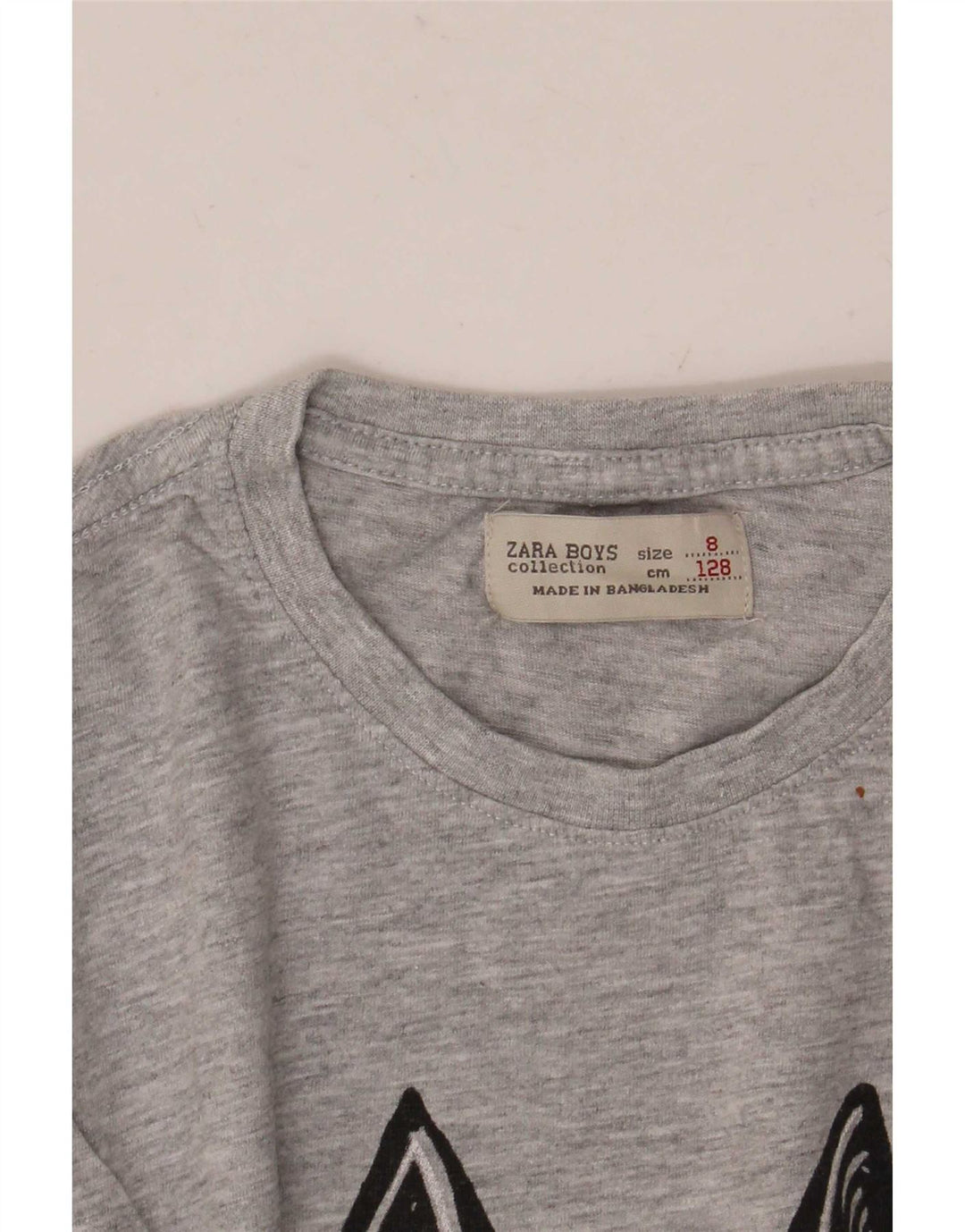 Zara Boys Grafisk T-Shirt Top 7-8 år Grå