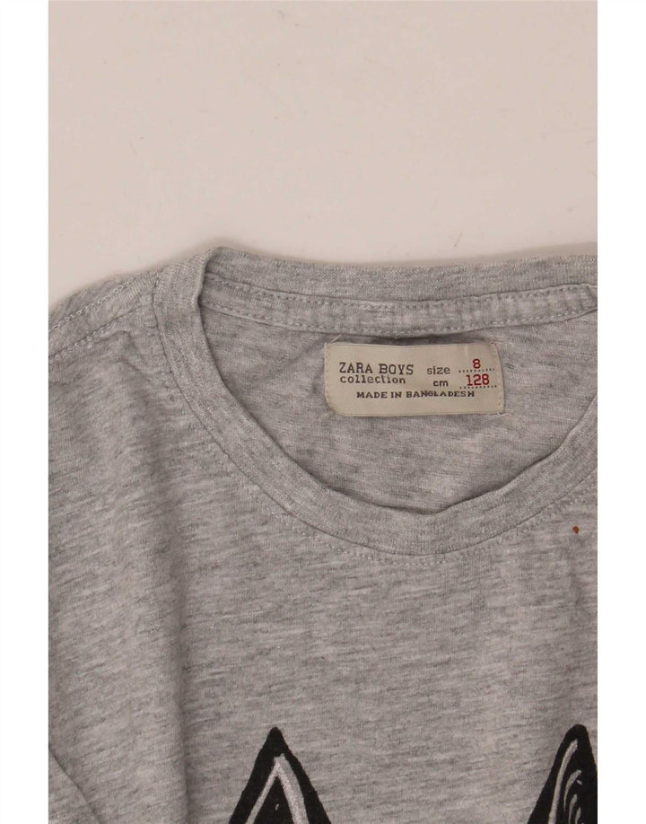 Zara Boys Grafisk T-Shirt Top 7-8 år Grå