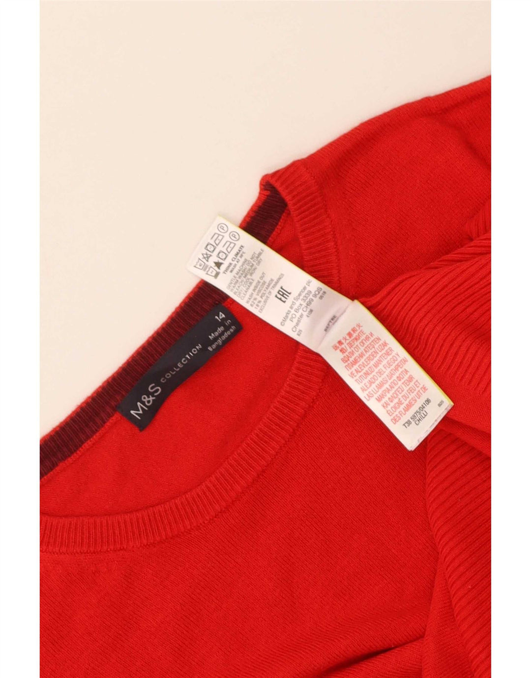 Marks & Spencer Dame sweater med rund hals DK 14 Stor rød viskose