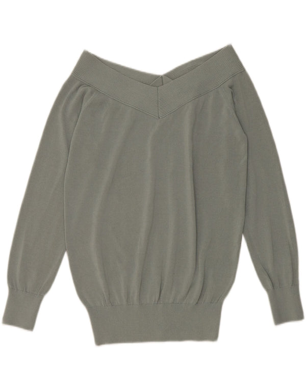 Reiss Dame Off Shoulder Jumper UK 14 Medium Green Viscose