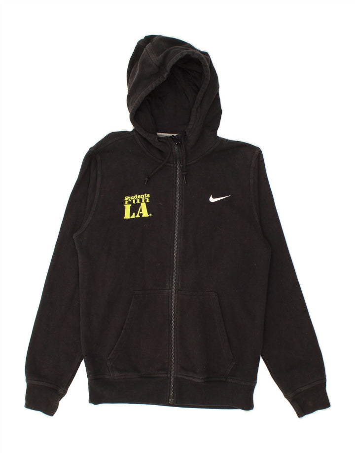 NIKE Mens Graphic Zip Hoodie Sweater Small Black Cotton Vintage Nike and Second-Hand Nike from Messina Hembry 