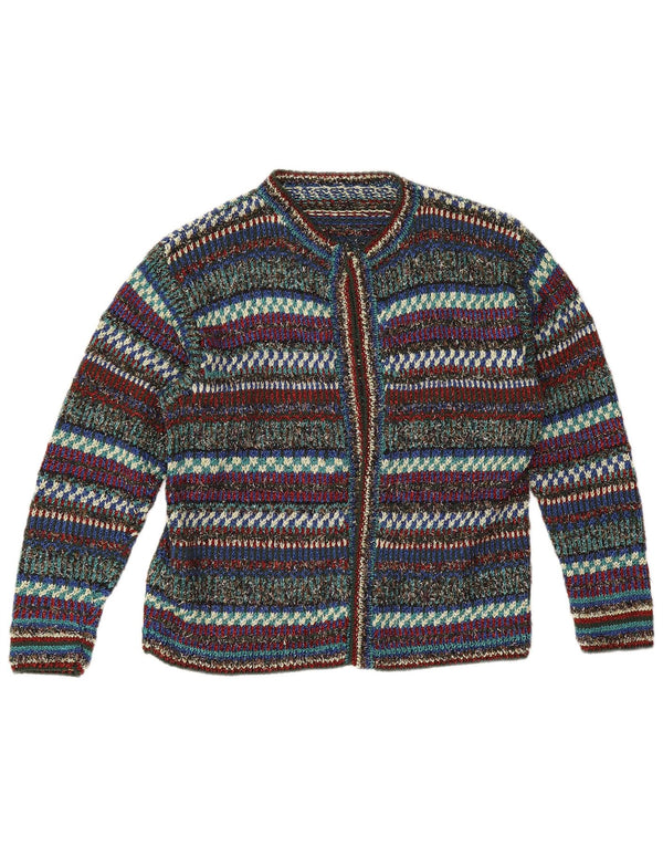 Vintage Dame Open Cardigan Sweater UK 12 Medium Flerfarvet Stribet