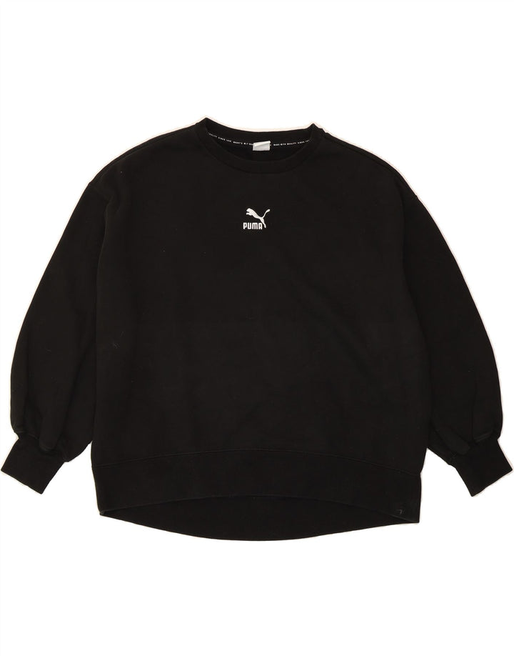 PUMA Womens Oversized Sweatshirt Jumper UK 10 Small Black Cotton Vintage Puma and Second-Hand Puma from Messina Hembry 
