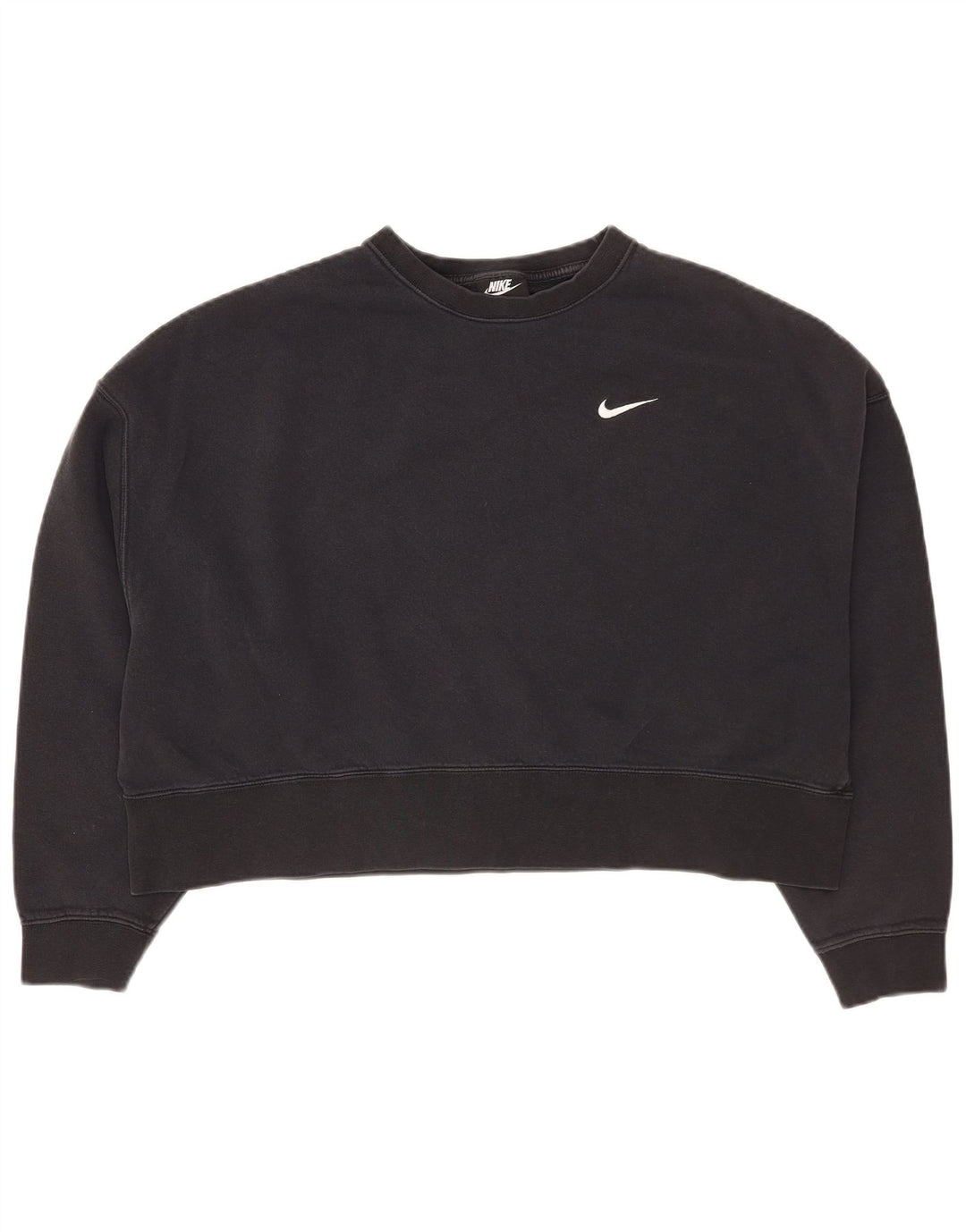 Nike Womens Crop Oversized Sweatshirt Jumper UK 14 Medium Sort Bomuld