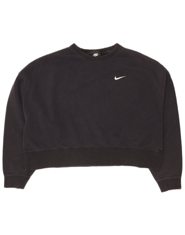 Nike Womens Crop Oversized Sweatshirt Jumper UK 14 Medium Sort Bomuld