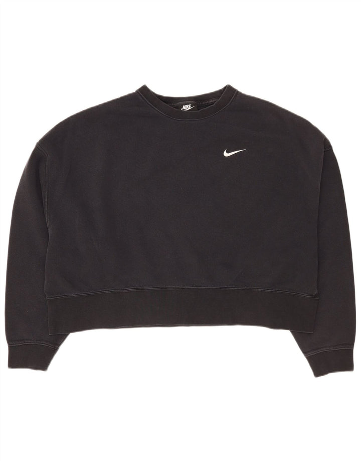 Nike Womens Crop Oversized Sweatshirt Jumper UK 14 Medium Sort Bomuld