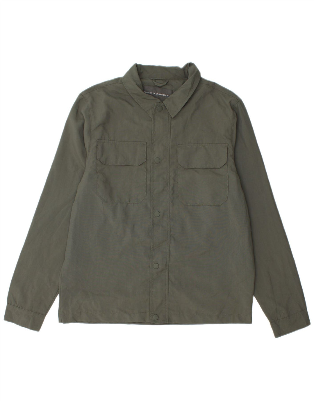 French Connection Herre Overshirt Shirt Medium Khaki Polyamid
