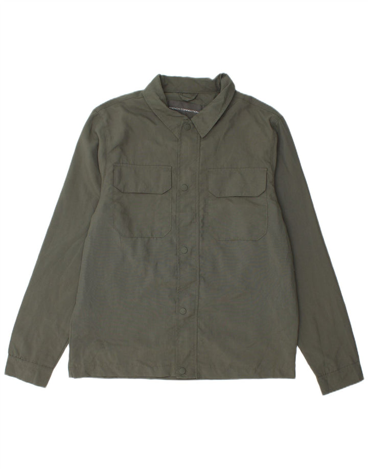 French Connection Herre Overshirt Shirt Medium Khaki Polyamid