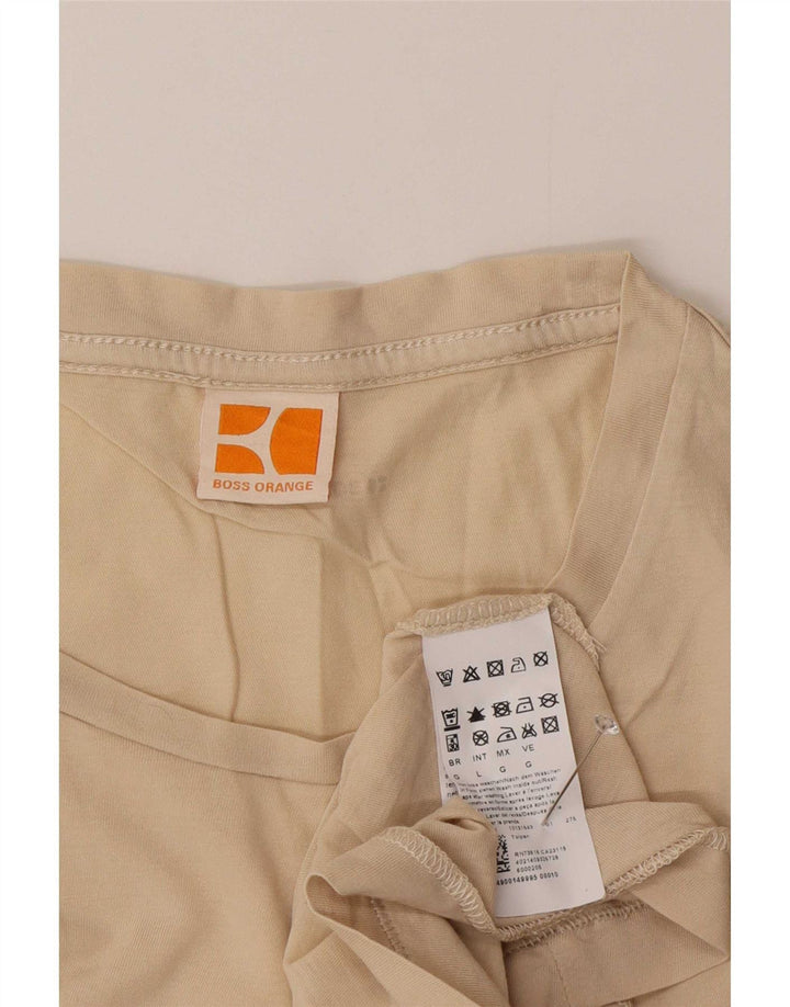 Hugo Boss Herre Grafisk T-Shirt Top Stor Beige Bomuld