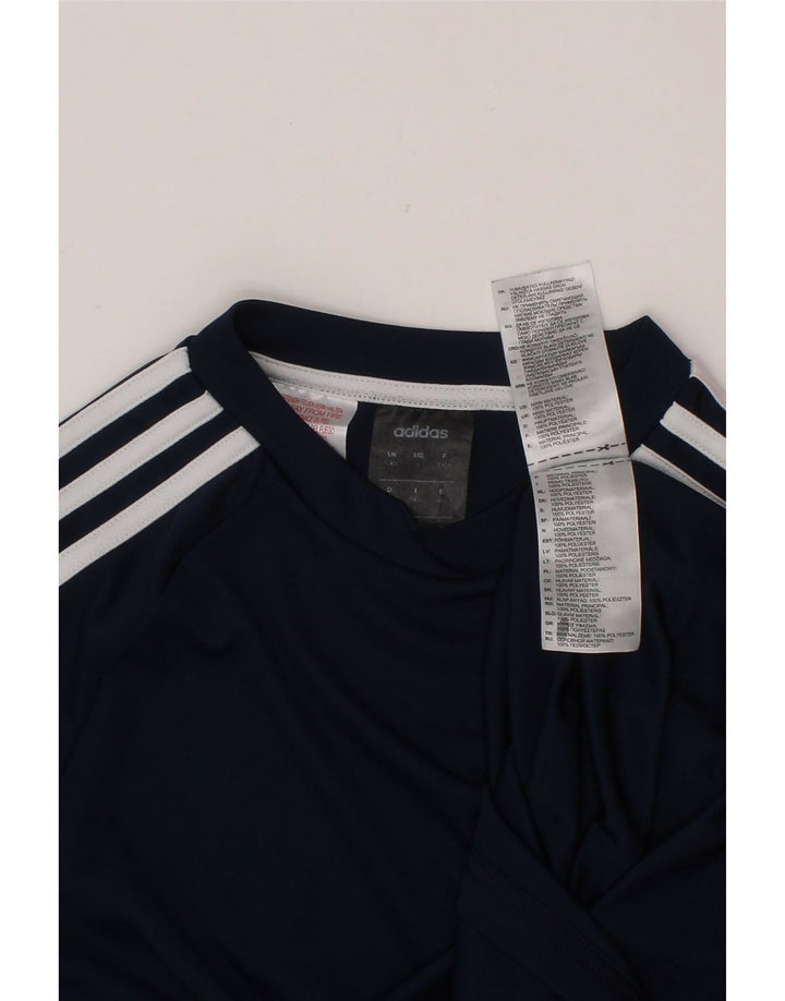 ADIDAS drenge Climalite T-shirt top 9-10 år marineblå polyester
