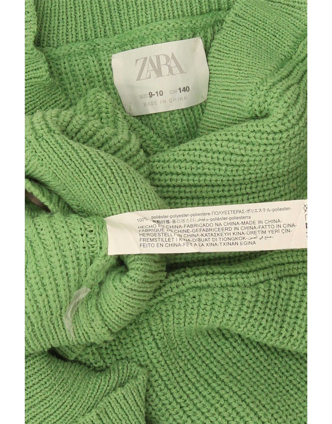 Zara Girls Crop Cardigan Sweater 9-10 År Grøn Polyester