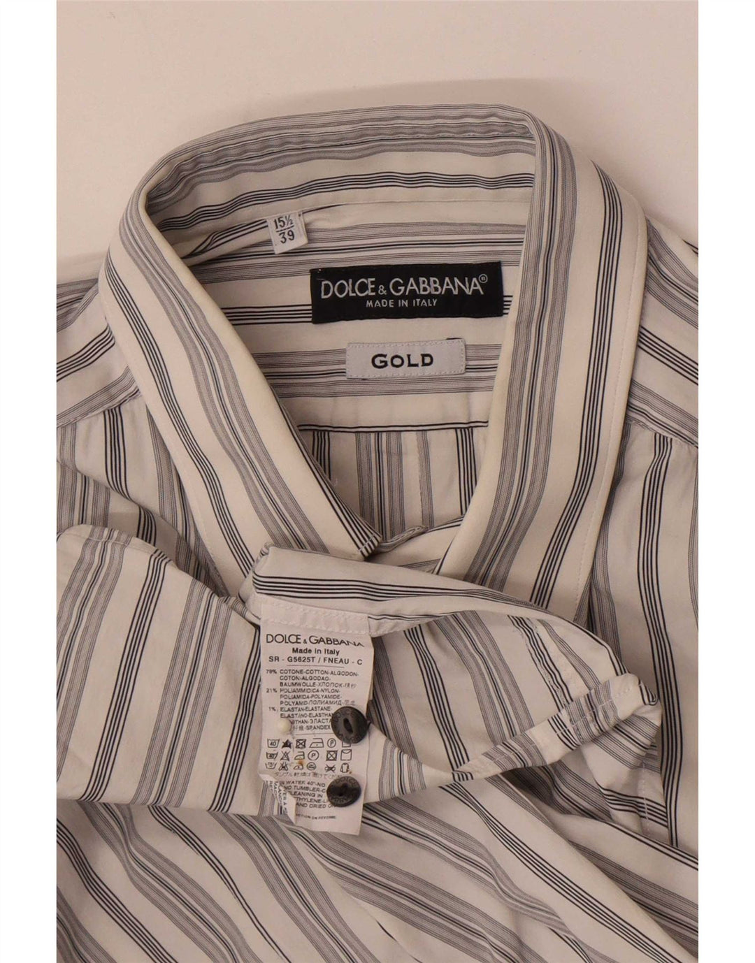 Dolce & Gabbana herreskjorte str. 39 15 1/2 Medium hvid stribet bomuld