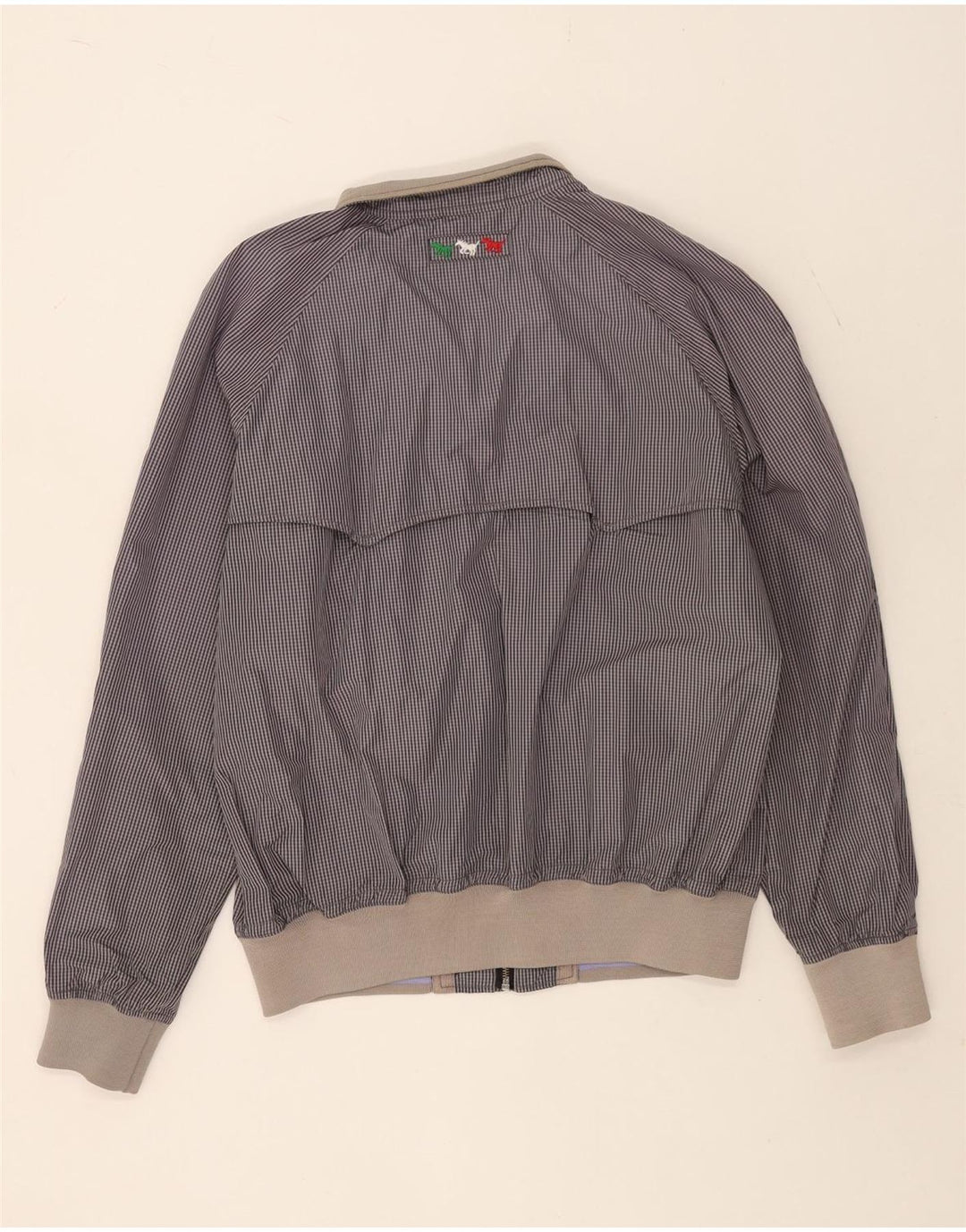 Benetton Herre Bomber Jacket UK 44 2XL Navy Blue Gingham Cotton